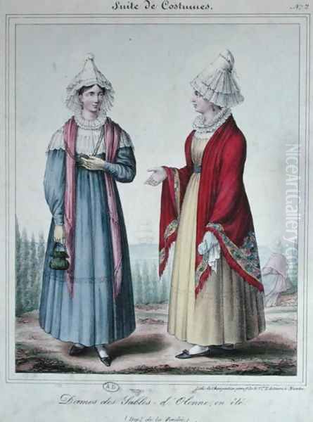 Summer costumes for ladies in the 'Sables-d'Olonne' area, 1845 Oil Painting by Charpentier