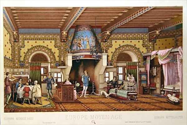 Interior of a French castle during the Middle Ages Oil Painting by Charpentier