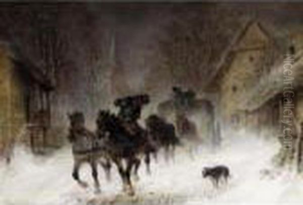 The Snow Storm Oil Painting by Hermann Kauffmann