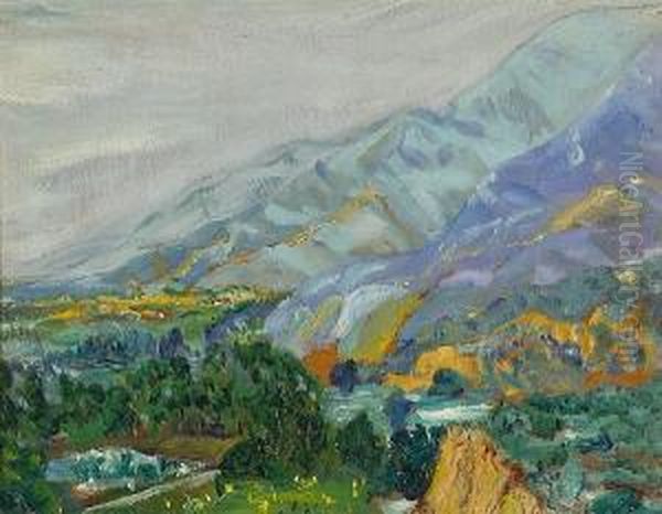 Blue Mountains Oil Painting by Ferdinand Kaufmann