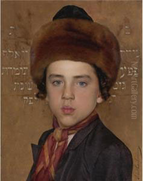 Portrait Of A Boy Oil Painting by Isidor Kaufmann