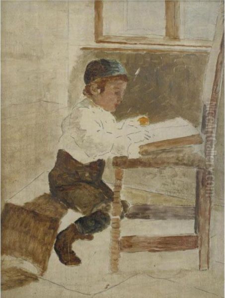 Study Of A Boy Oil Painting by Isidor Kaufmann