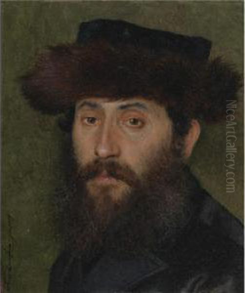 Portrait Of A Man With Streimel Oil Painting by Isidor Kaufmann