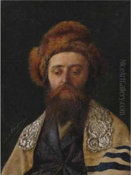 Portrait Of A Rabbi With Tallit Oil Painting by Isidor Kaufmann