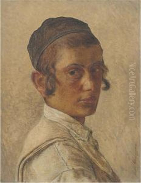 Portrait Of A Young Orthodox Boy Oil Painting by Isidor Kaufmann