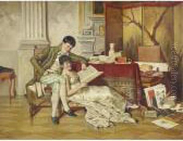 The Flirtatious Tutor Oil Painting by Isidor Kaufmann