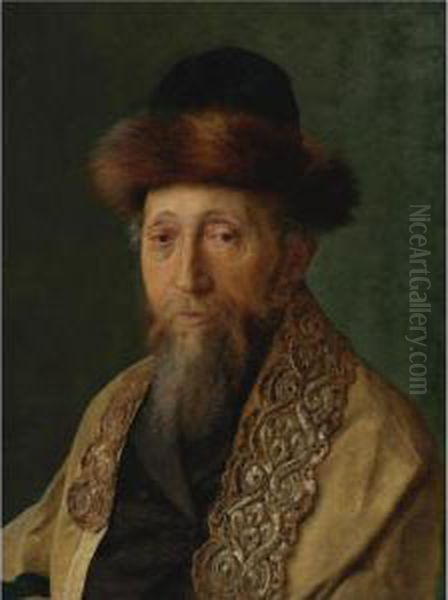 Portrait Of A Rabbi With Tallit Oil Painting by Isidor Kaufmann