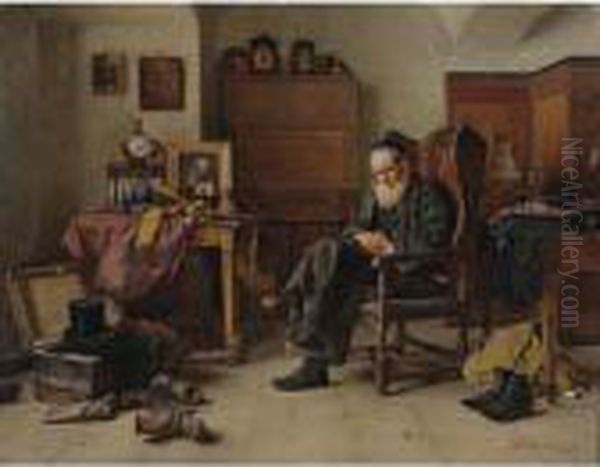 The Antiquarian Oil Painting by Isidor Kaufmann