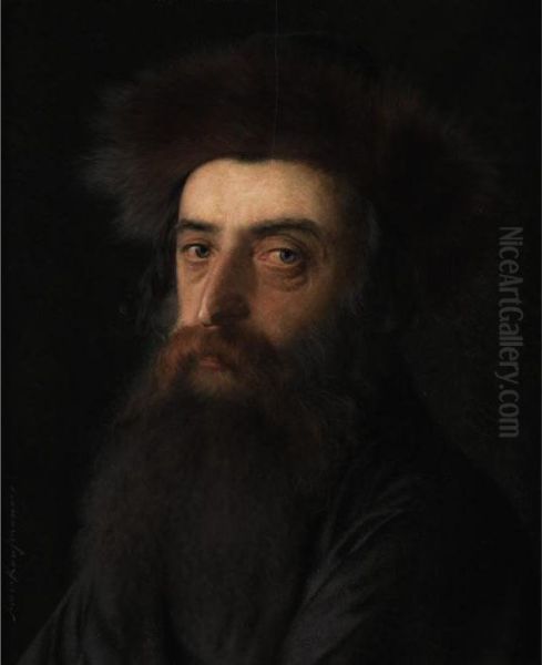 Portrait Of A Rabbi Oil Painting by Isidor Kaufmann