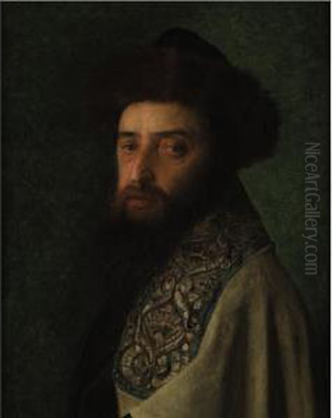 Young Rabbi With Tallith Oil Painting by Isidor Kaufmann