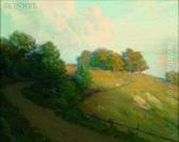 Sunny Hillside Oil Painting by William Jurian Kaula