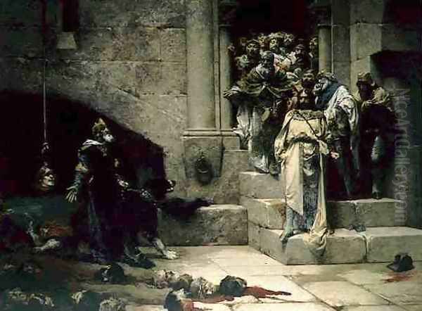 The Legend of the Monk King, or The Bell of Huesca, 1880 Oil Painting by Jose Casado del Alisal