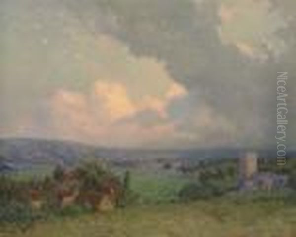 Clouds And Hills Oil Painting by William Jurian Kaula