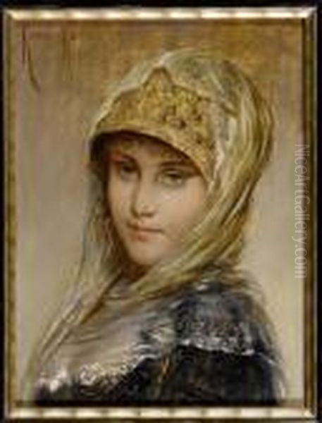 Madchenportrait. 1883. Oil Painting by Hermann Kaulbach