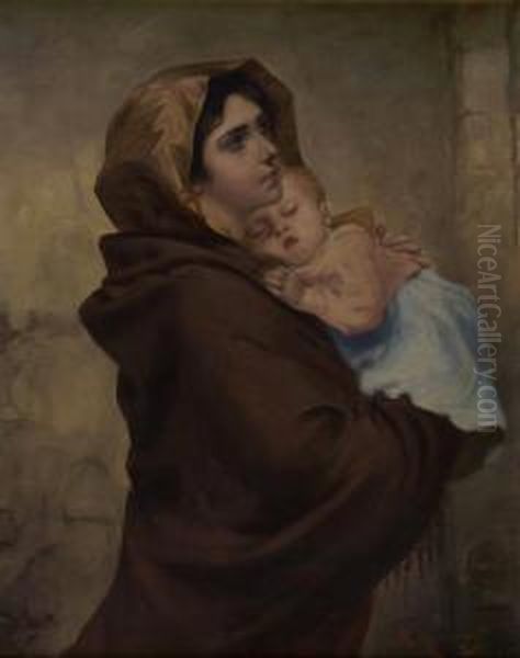 Mother & Child Oil Painting by Joseph Malachy Kavanagh