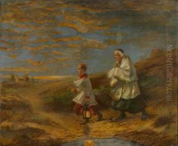 Priest And Choir Boy Oil Painting by Joseph Malachy Kavanagh