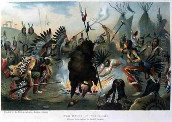 War Dance of the Sioux, from 'The History of Mankind, 1904 Oil Painting by Rudolf (Daniel Ludwig) Cronau