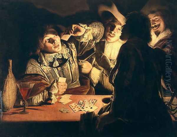 The Card Players c.1620s Oil Painting by Adam de Coster