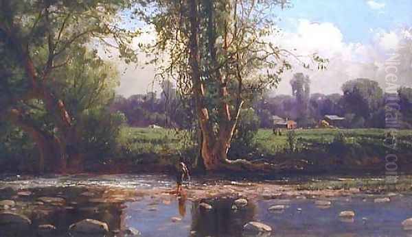 Owasco Outlet Oil Painting by George Lafayette Clough