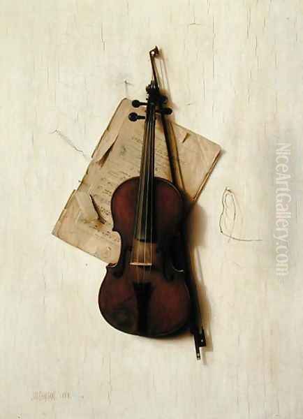 The Old Violin, 1888 Oil Painting by Jefferson David Chalfant