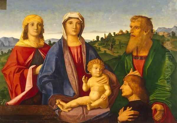 Madonna and Child with Saints and the Donor Oil Painting by Vincenzo di Biagio Catena