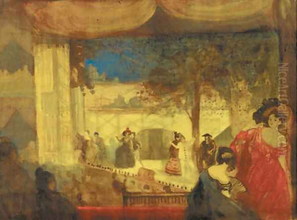 Harlequin Oil Painting by Charles Conder