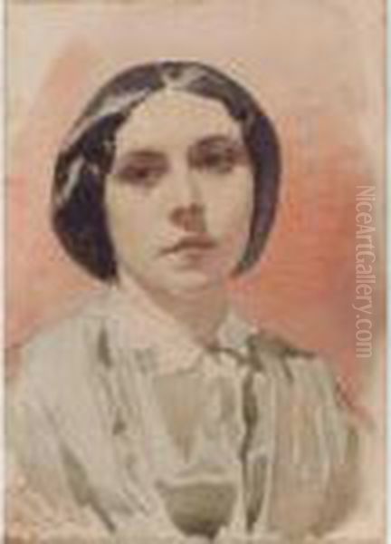 Portrait Of A Young Woman Oil Painting by Charles Keene