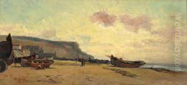 Praia De Sesimbra Com O Forte Oil Painting by Alfredo Keil