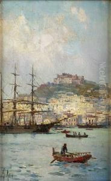 Bahia De Napoles Oil Painting by Alfredo Keil