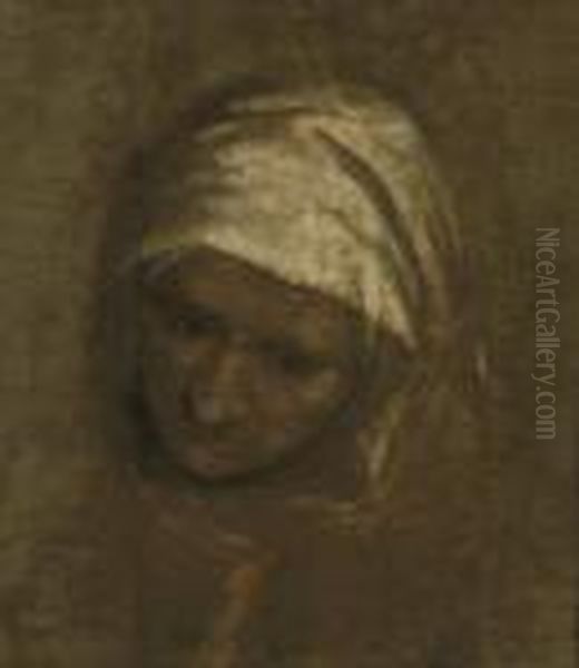 A Study For The Head Of An Old Woman Oil Painting by Bernhard Keil