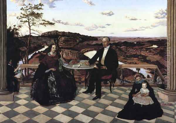 Colonel and Mrs. James A. Whiteside, Son Charles and Servants Oil Painting by James Cameron