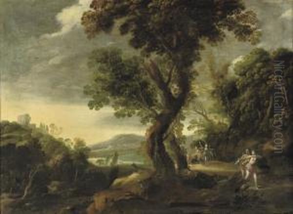 A Wooded River Landscape With Diana And Her Nymphs Hunting Oil Painting by Alexander Keirincx