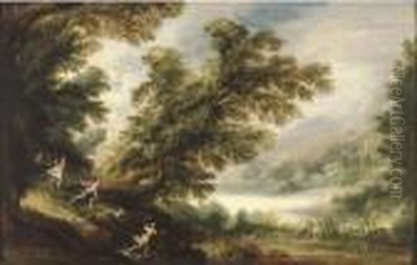 A Wooded Landscape With The Hunt Of Diana Oil Painting by Alexander Keirincx