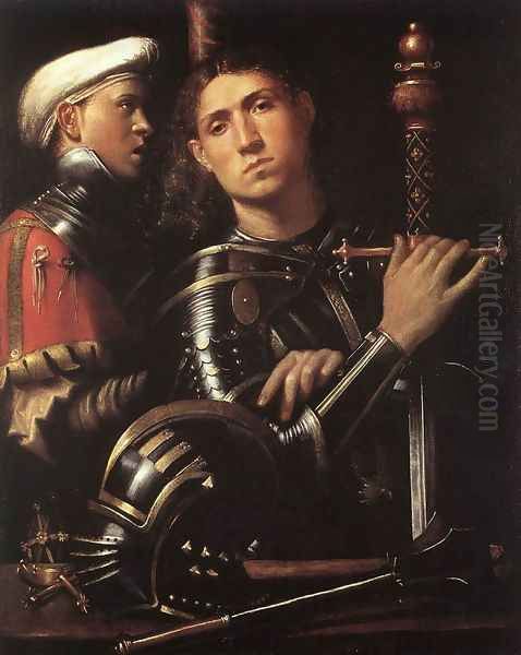 Warrior with Equerry 1518-22 Oil Painting by Paolo Cavazzola