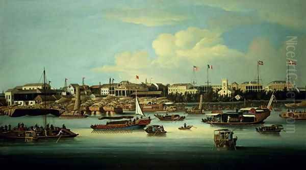 A View of the Hongs Oil Painting by George Chinnery