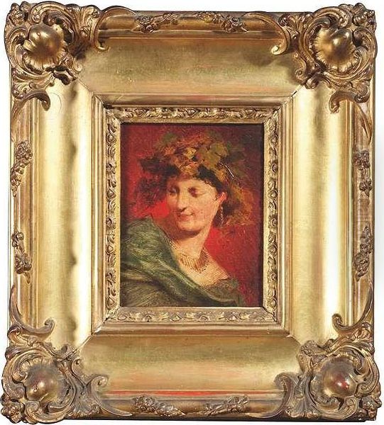 Portrait Of A Young Lady With A Chaplet Of Ivy Oil Painting by Ferdinand Keller