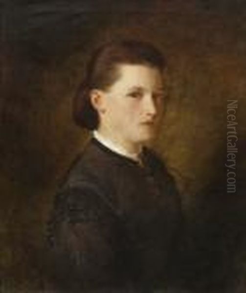 Bildnis Einer Jungen
 Frau. Oil Painting by Ferdinand Keller