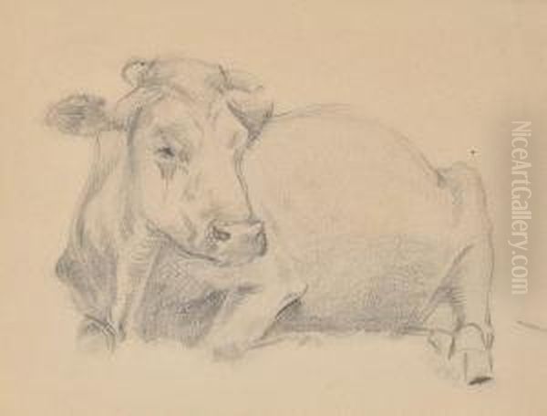 Cow With The Crumpled Horn Oil Painting by Henry George Keller