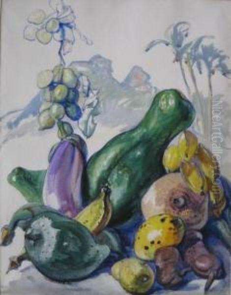 Puerto Rican Fruit Oil Painting by Henry George Keller