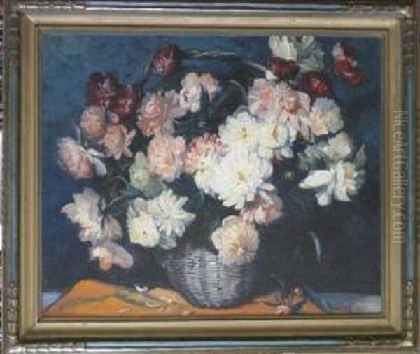 Still_life Of Peonies Oil Painting by Henry George Keller