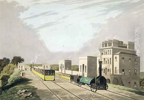 View of the Manchester and Liverpool Railway, taken at Newton, 1825 Oil Painting by Charles Calvert