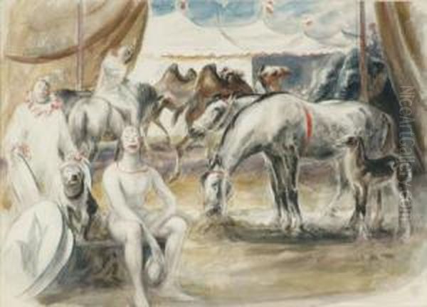 Circus Scene Oil Painting by Henry George Keller