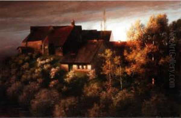 Landscape, Thought To Be A View Of Zieglerbrau Near Dachau Oil Painting by Paul-Wilhelm Keller-Reutlingen