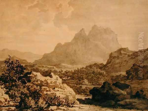 Mountainous Landscape, c.1780 Oil Painting by Alexander Cozens