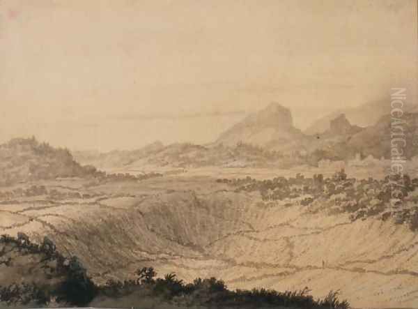 Rocky Landscape Oil Painting by Alexander Cozens