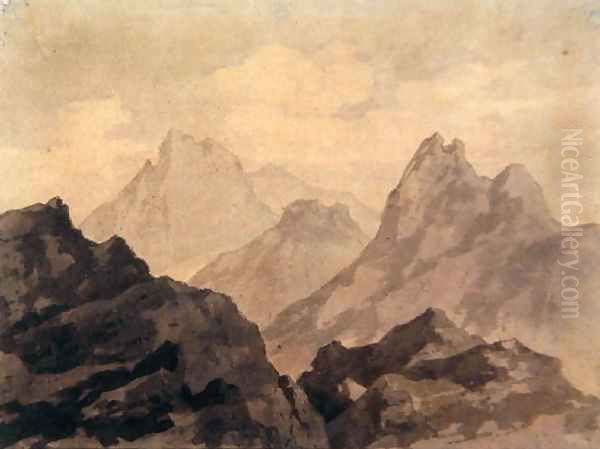 Mountain Tops (A Mountain Study), c.1780 Oil Painting by Alexander Cozens