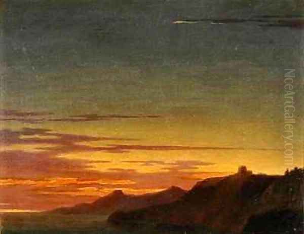 Close of the Day Sunset on the Coast Oil Painting by Alexander Cozens