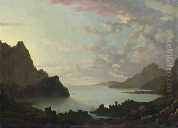 A bay at dusk Oil Painting by Alexander Cozens