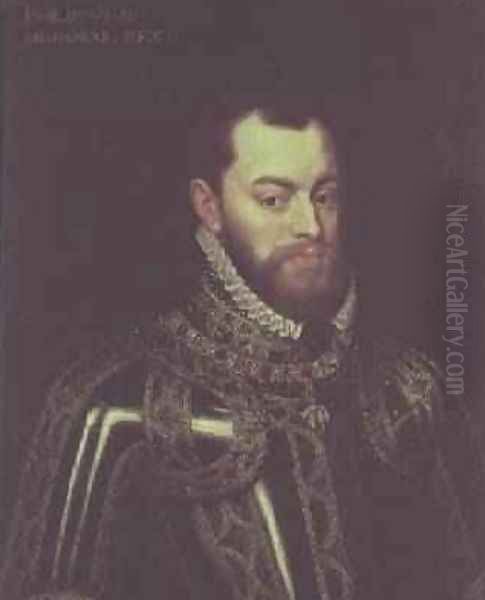 Portrait of King Philip II of Spain 1527-98 Oil Painting by Juan Pantoja de la Cruz