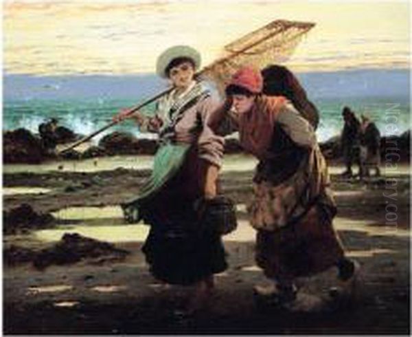 The Mussel Gatherers Oil Painting by Robert Kemm